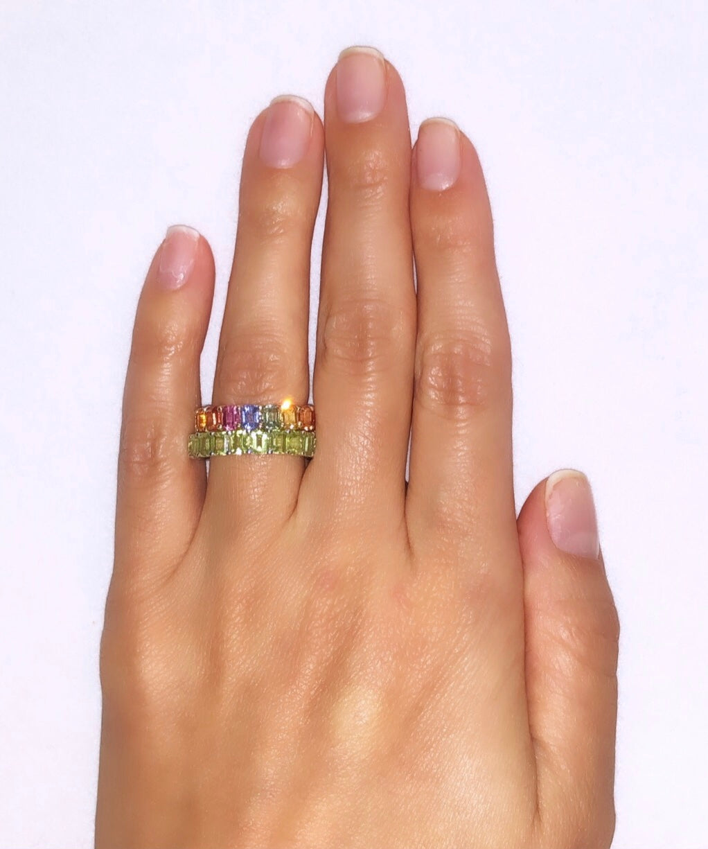 rainbow EMERALD CUT RING