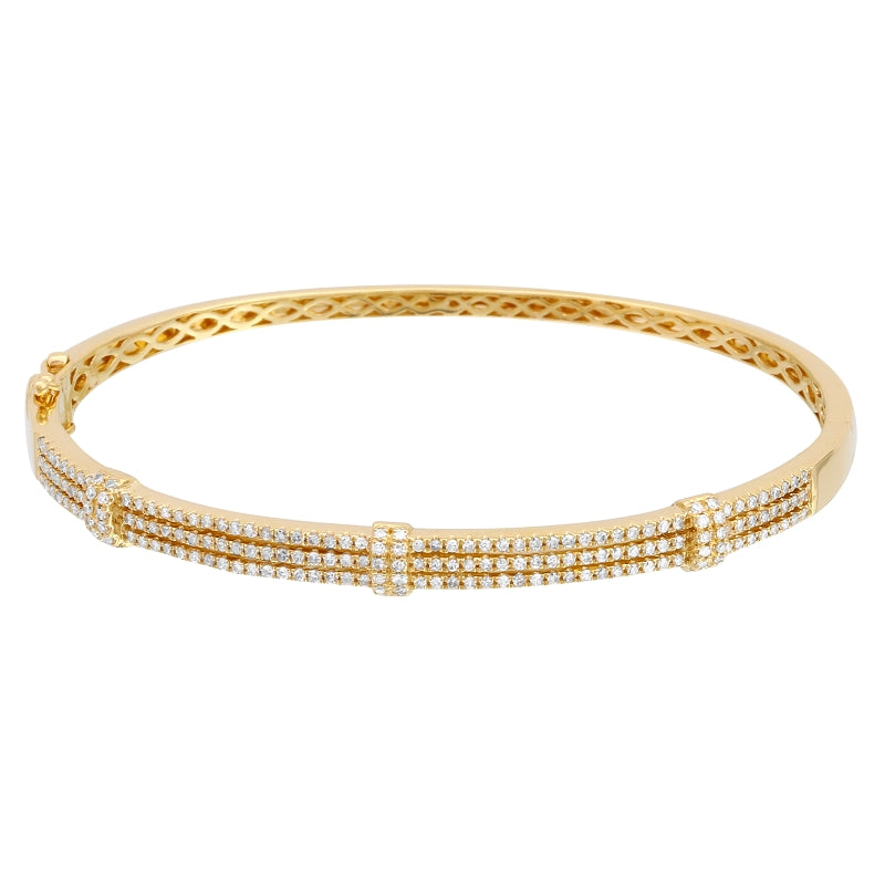 3 Row / 2 Ring Hug Diamand Bangle