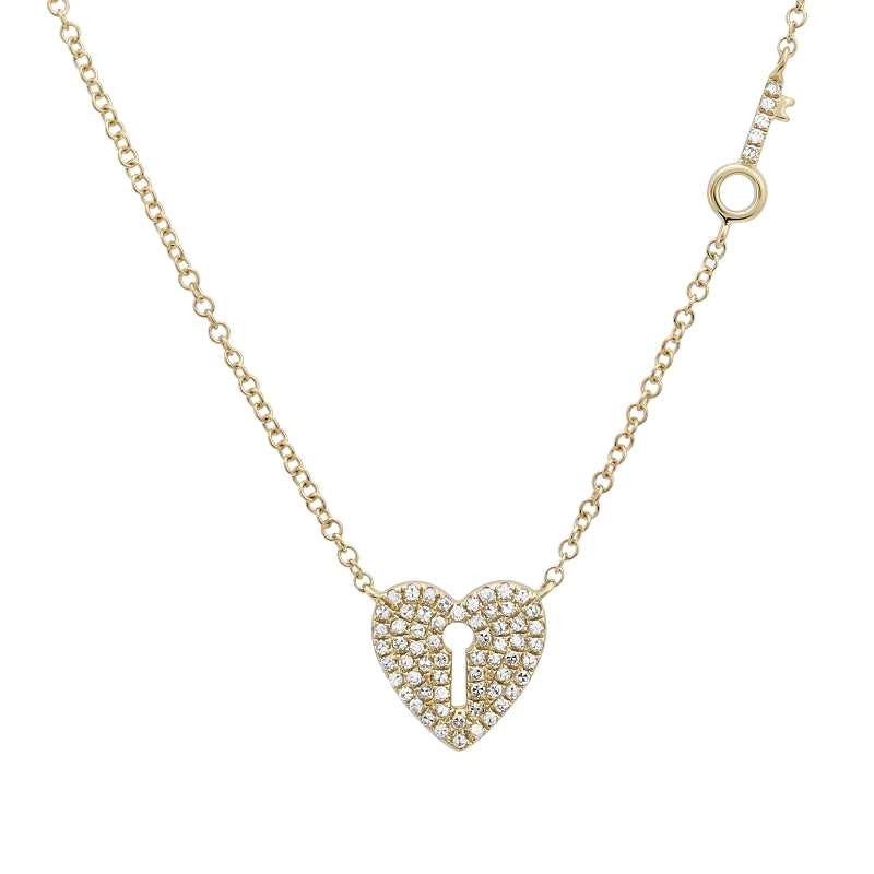 Heart Key Diamond Necklaces