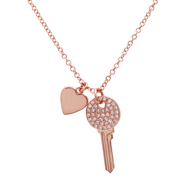 Heart + Key Drop Necklaces