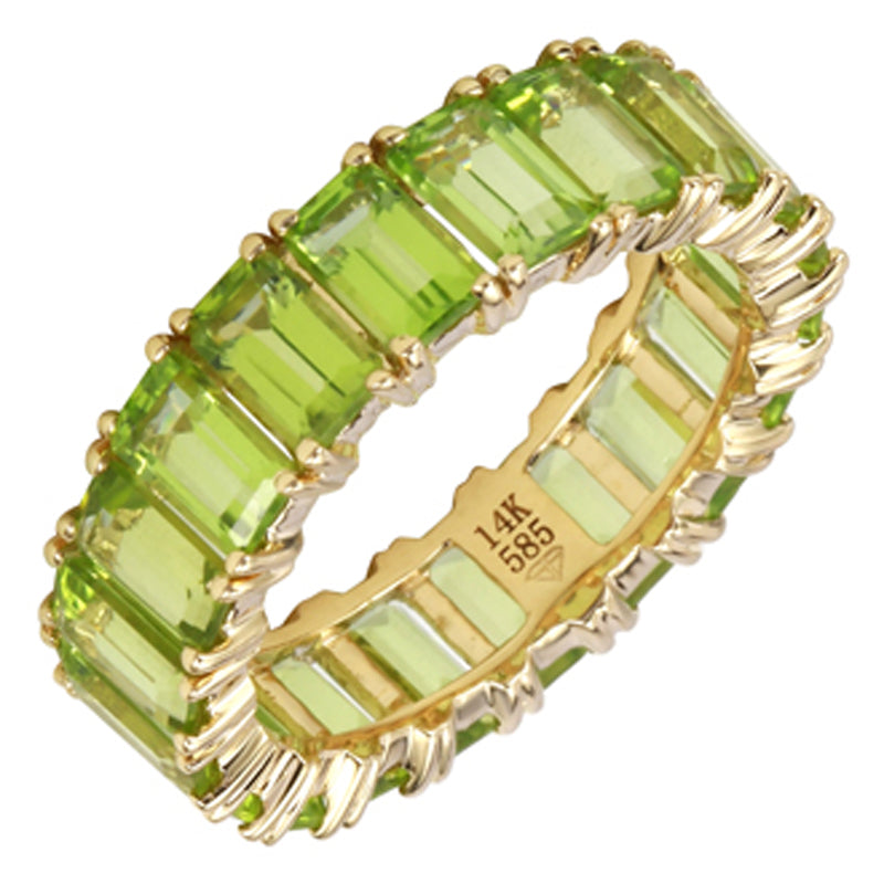 Emerald Cut Green Peridot Ring