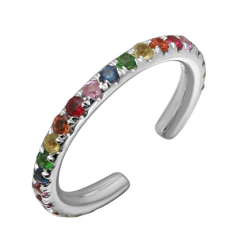 GEMSTONE multi rainbow EAR CUFF