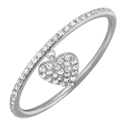 Pave Heart Drop Ring