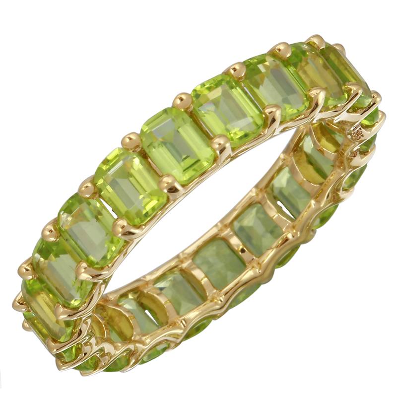 Green Peridot Emerald Cut Ring