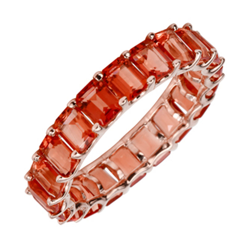 Emerald Cut Sunstone Red