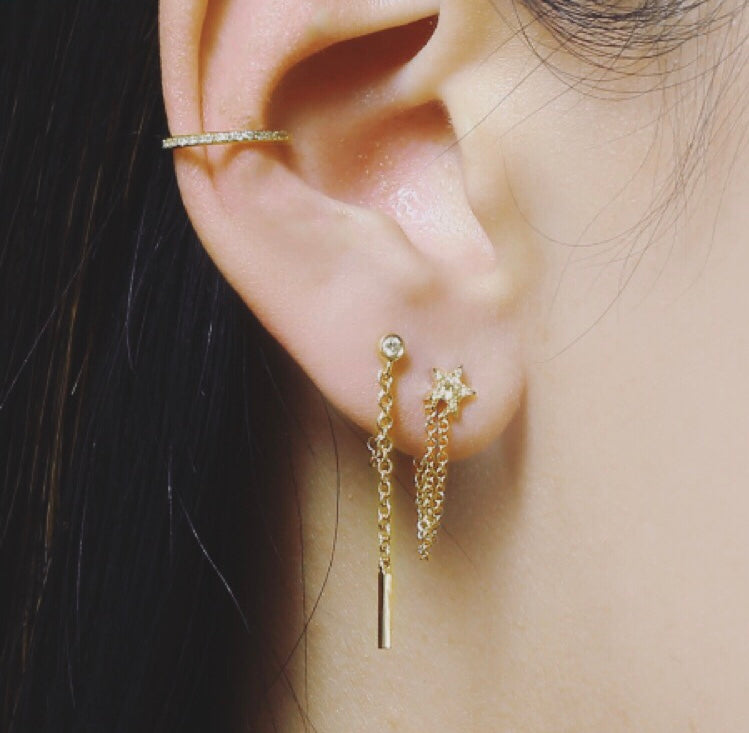 SINGLE PAVE diamond EAR CUFF