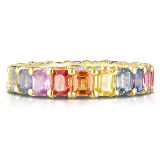 rainbow EMERALD CUT RING